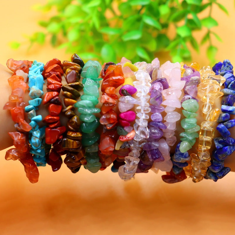 Bracelets de gravier en cristal naturel de yoga en pierre colorée pour femmes