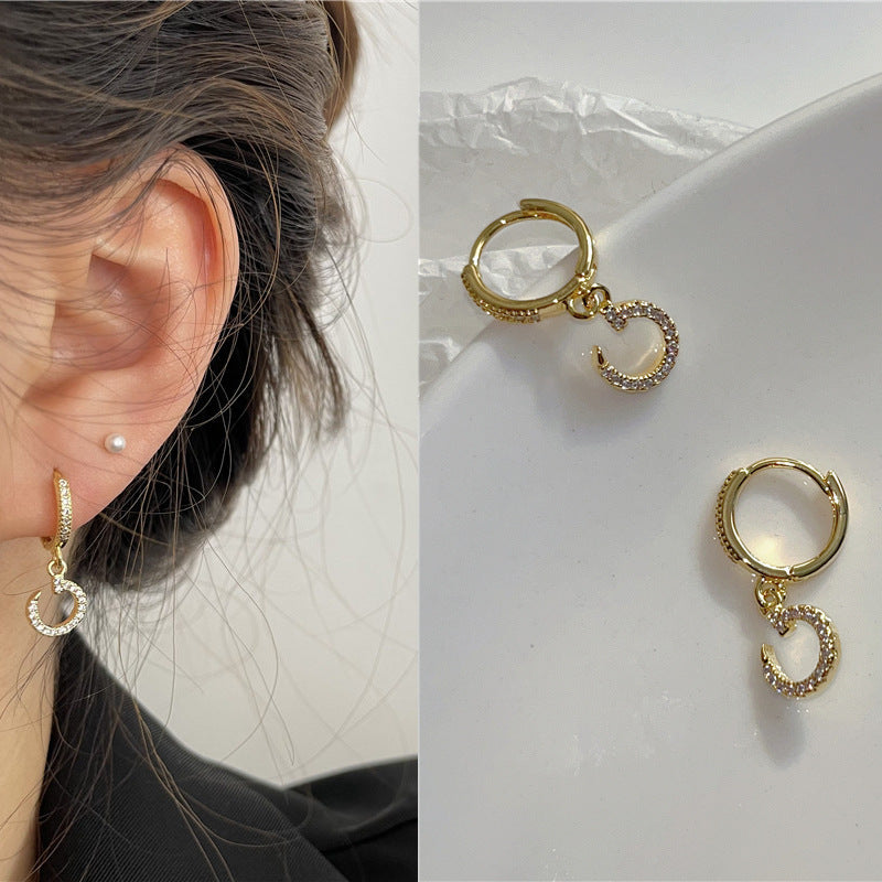 Rhinestone Ear Clip Eardrops Exquisite Sweet Hoop Earrings