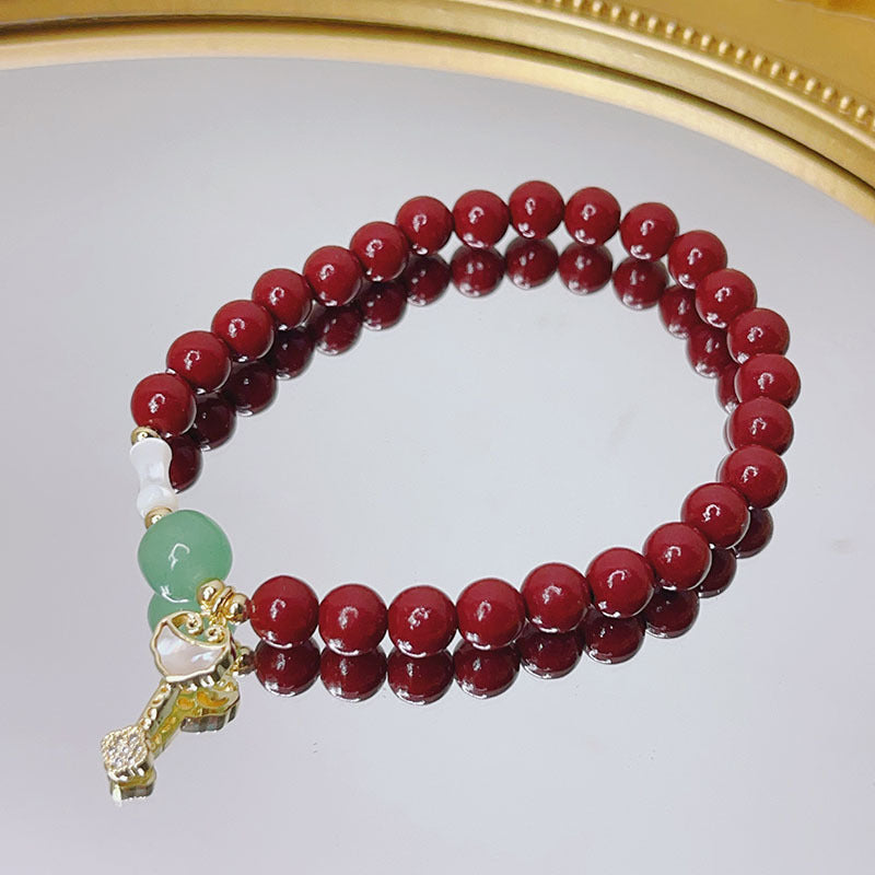 Cinnabar Female Chinese Ethnic Style Pearl Shell Bracelets