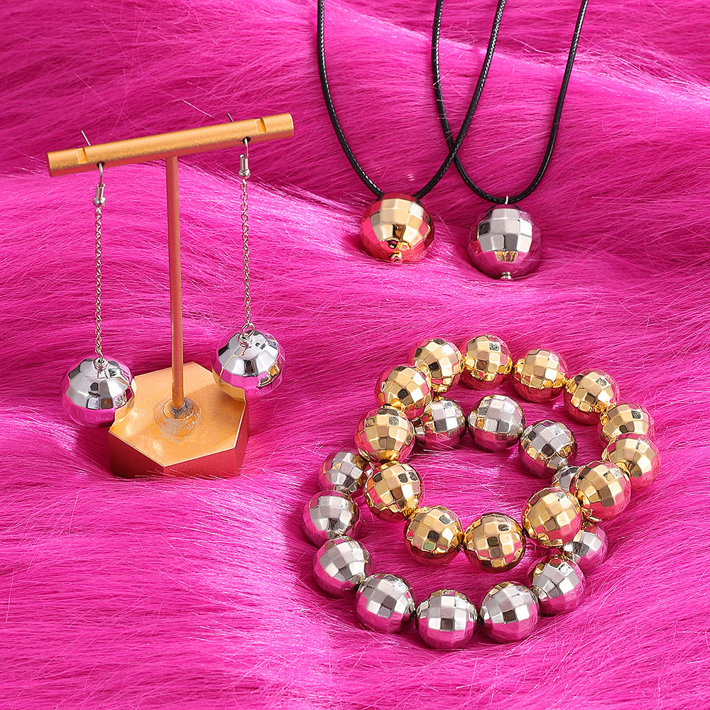 Women's Stylish Round Retro Simple Disco Electroplated Jewelry Set