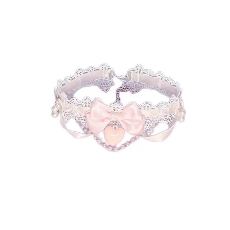 Lolita Bowknot Pearl Neck Vintage Love Short Handmade Exquisite Necklace