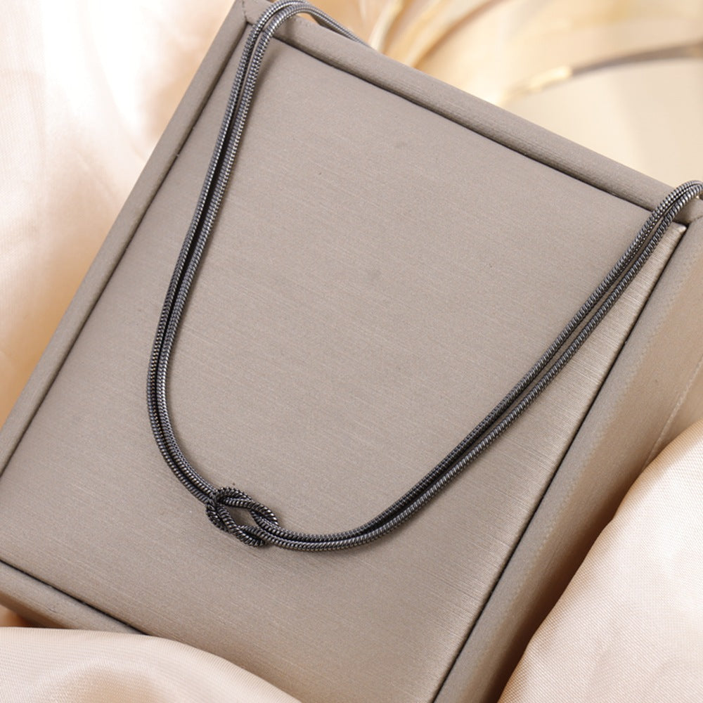 Titanium Steel Double Layer Twin Knotted Simple Affordable Luxury Fashion Jewelry Set