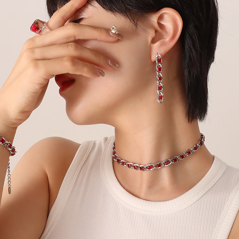 Colorful Zircon Diamond Light Luxury Delicate Jewelry Set