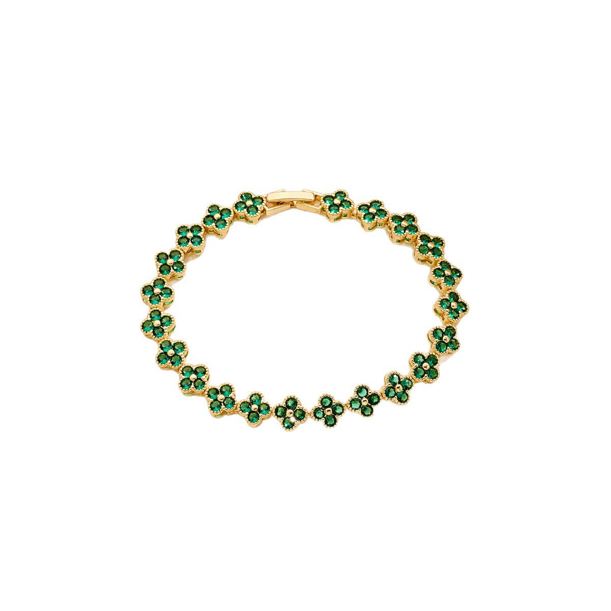 Women's Full Diamond Clover Fashion Design Luxurious Color Bracelet