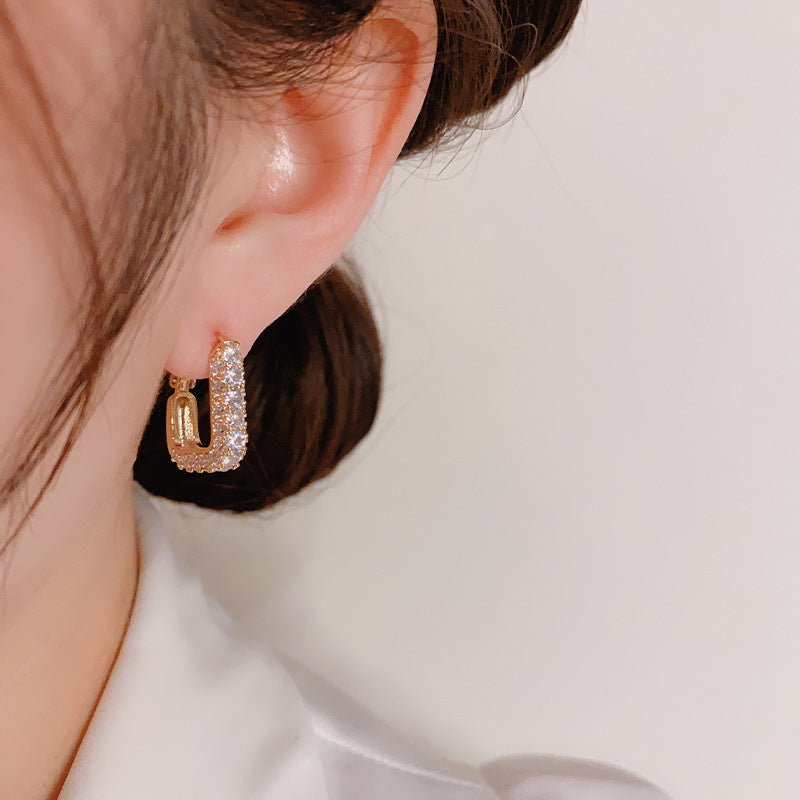 Boucles d'oreilles à fermeture à ressort carrées de luxe pour femmes, douces et légères