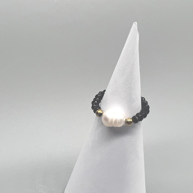 Elegant Style Freshwater Pearl Colored Glaze Beaded Rings