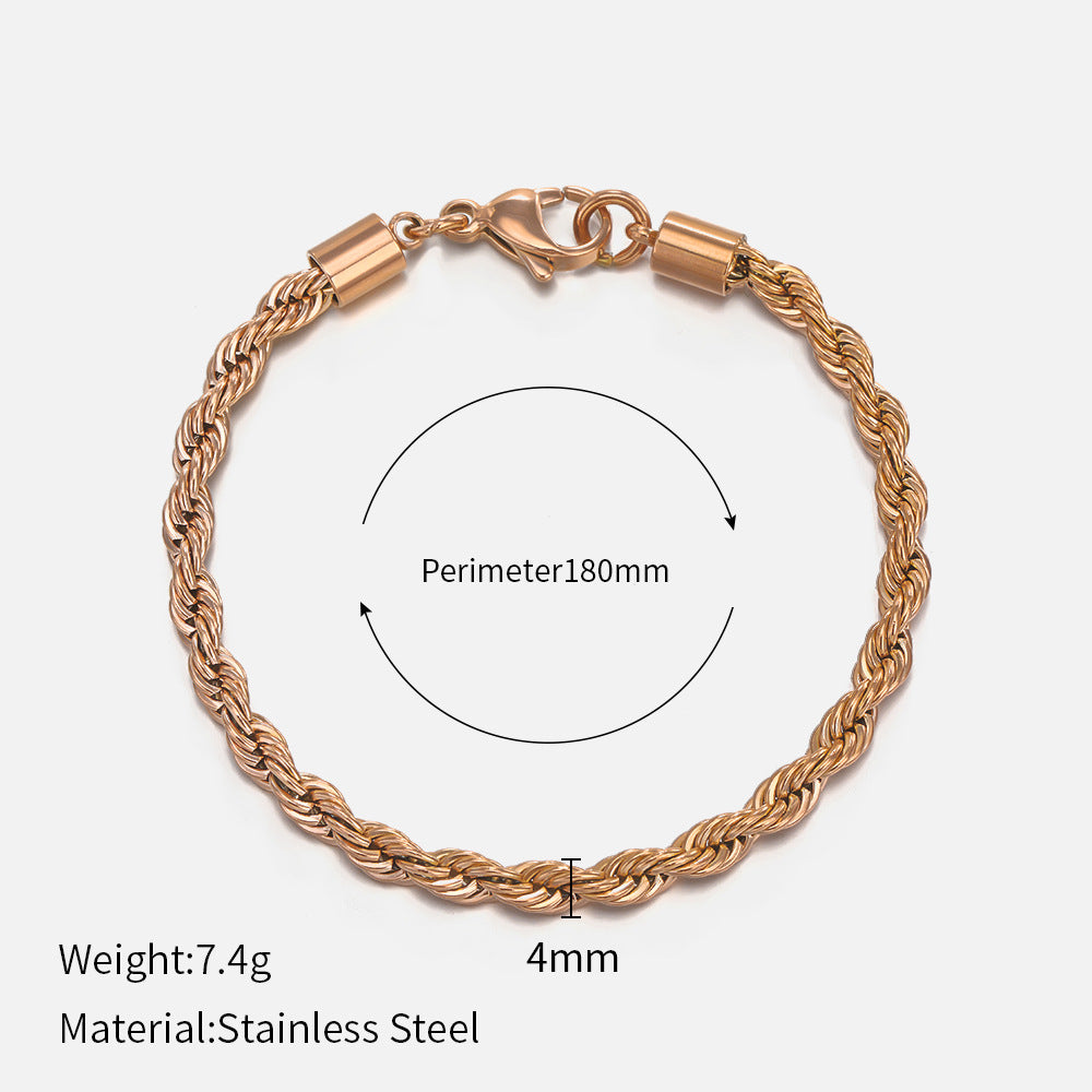 Women's Fashion Gold-plated Twist Chain Stainless Steel Bracelets