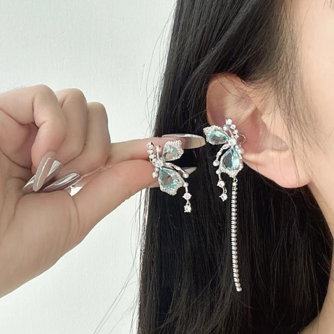 High-grade Sweet Asymmetry Tassel Ear Clip Versatile Rings