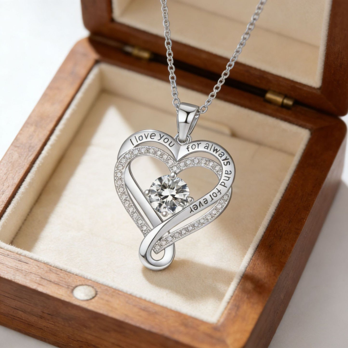 Women's Month Birthstones Heart Of Eternity Double Layers Loving For Necklace