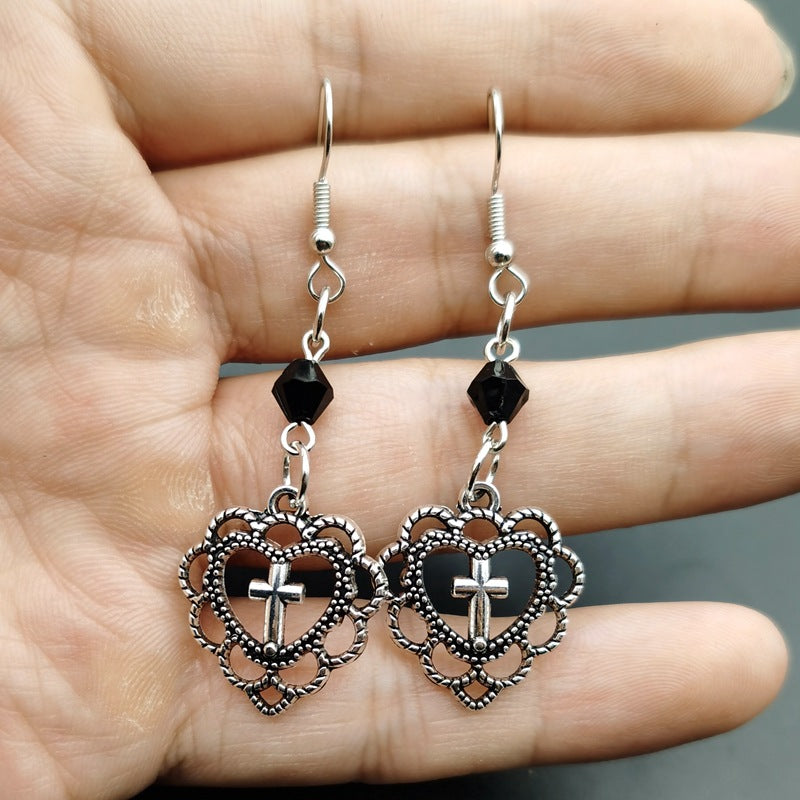 Gothic Punk Style Hollow Heart Cross Rings