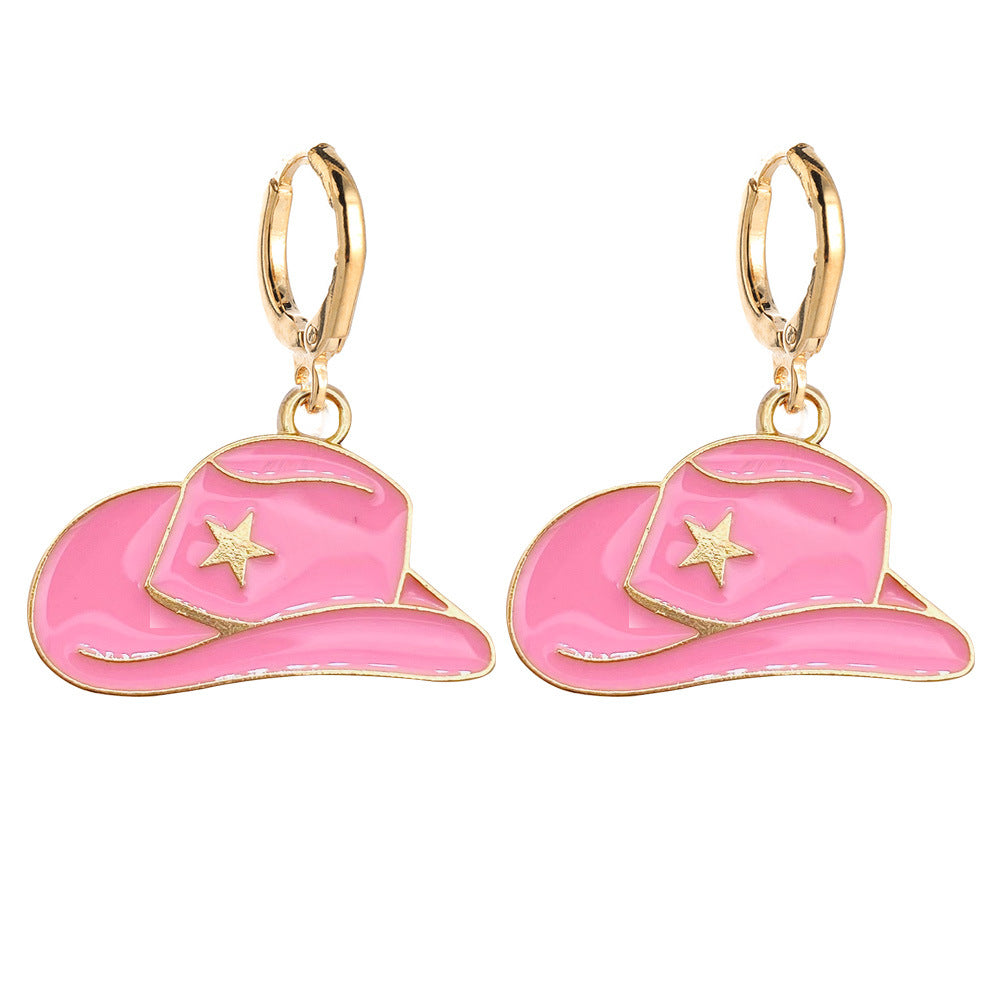 Cowboy Boot Fashion Hat Alloy Drop Earrings