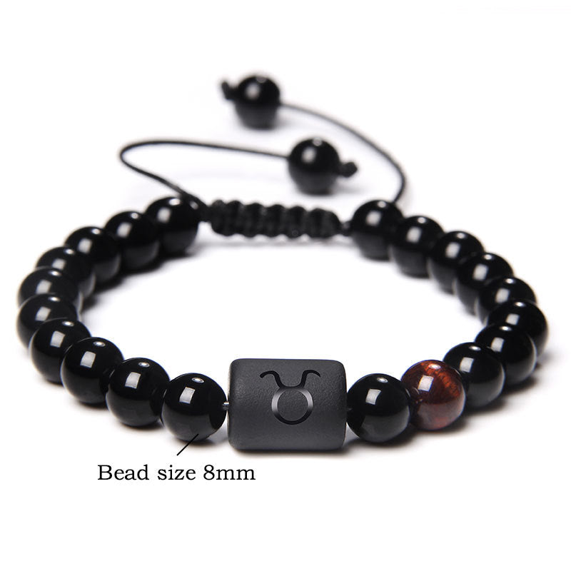 Men's Natural Red Agate Beads Twee Constellation Bracelets