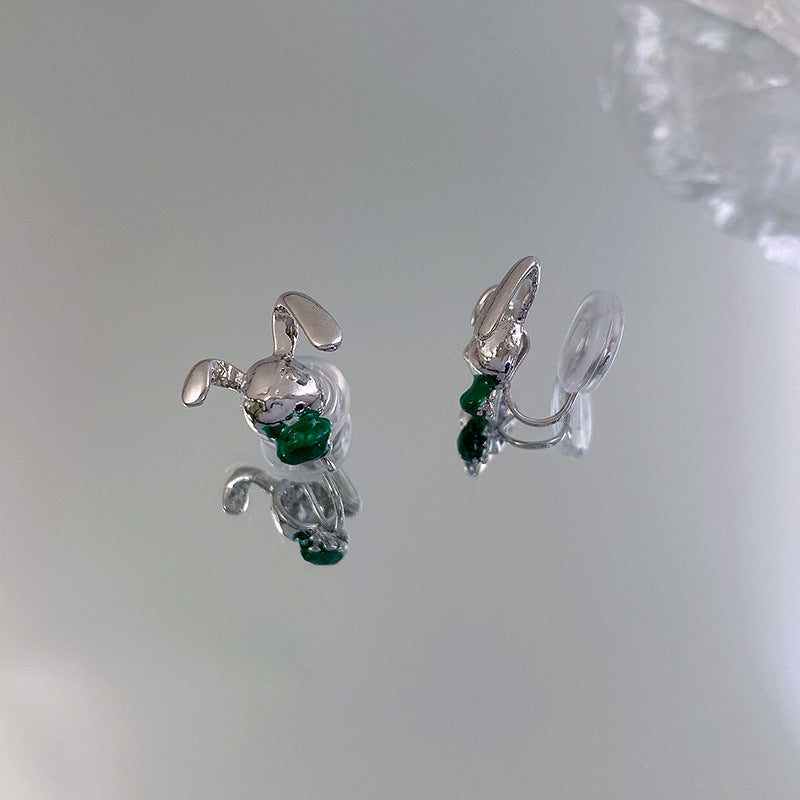 Women's Design Green Loving Heart Zircon Ear Earrings