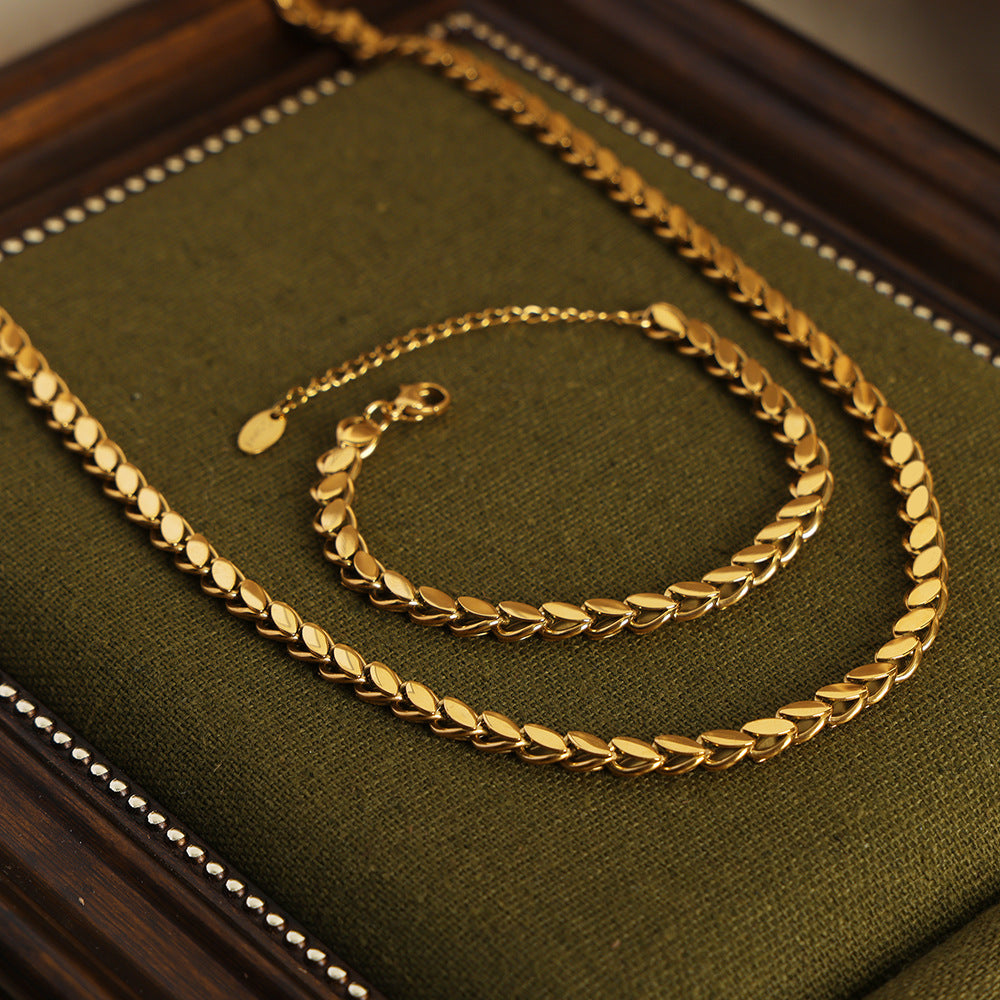 Xi Simple Stylish Personality Niche Oval Blade Stitching Jewelry Set