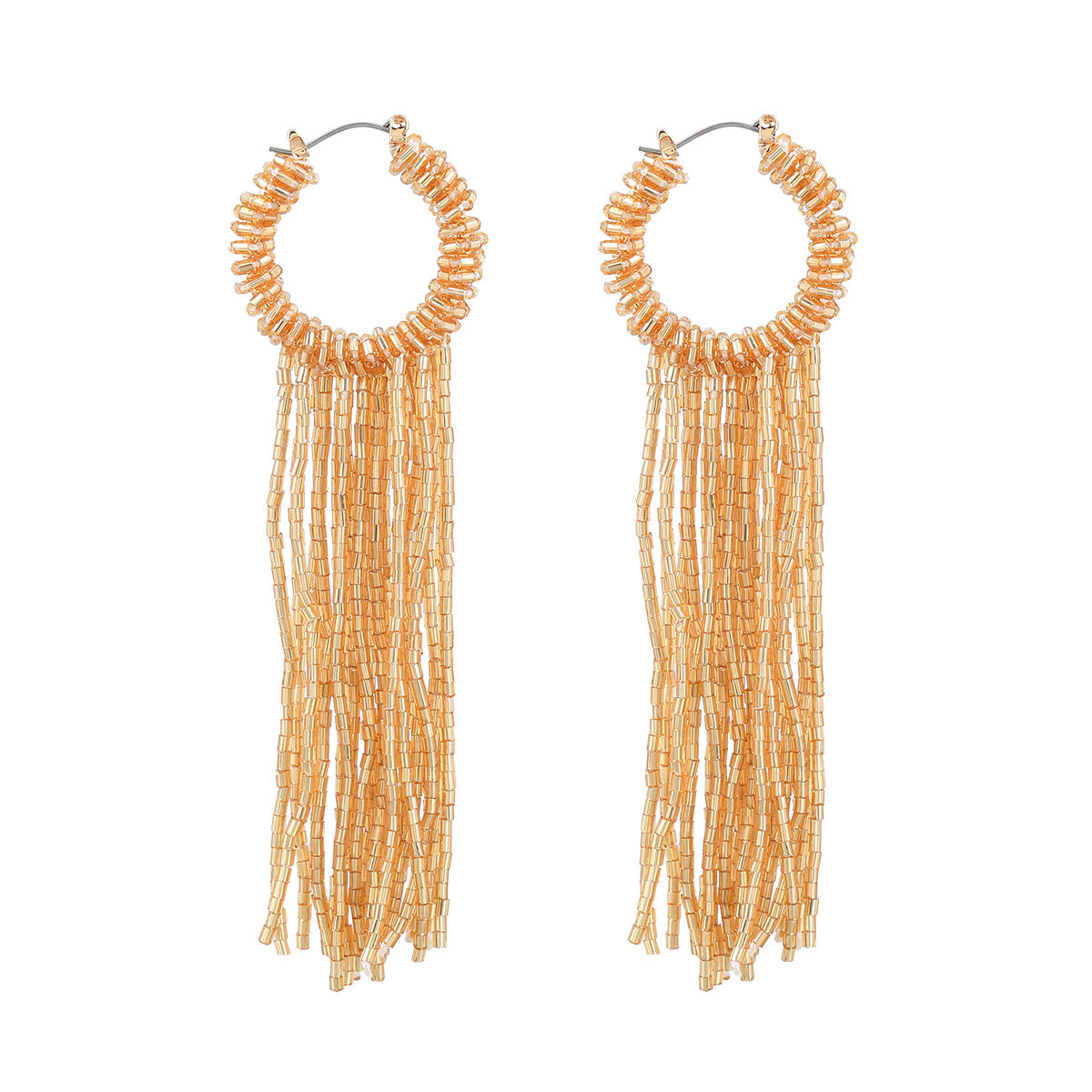 Boucles d'oreilles à longues franges tissées en tube de verre tendance pour femmes