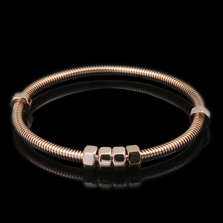 Steel Titanium Rose Gold Plated Couple Bracelets