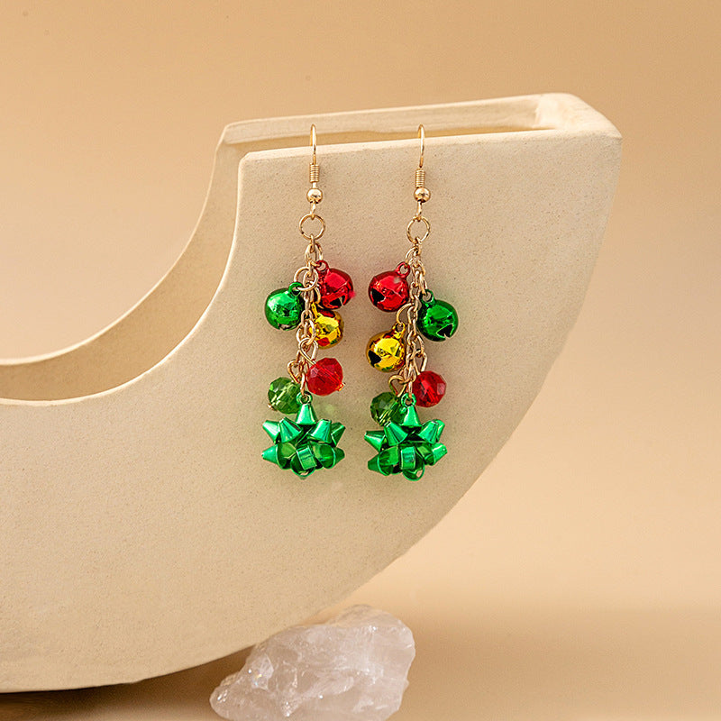 Red And Green Color Flower Creative Simple Earrings