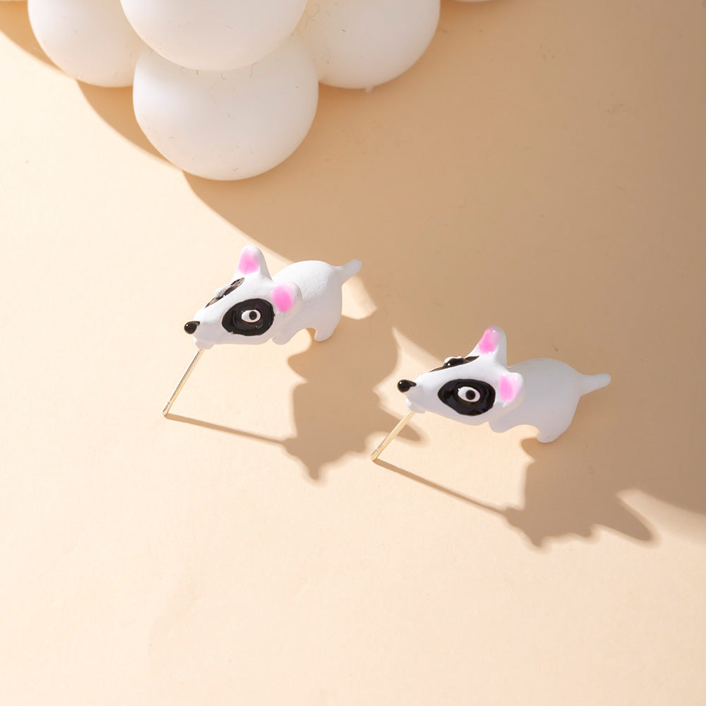 Women's Fashion Plastic Black White Pet Cat Stud Earrings