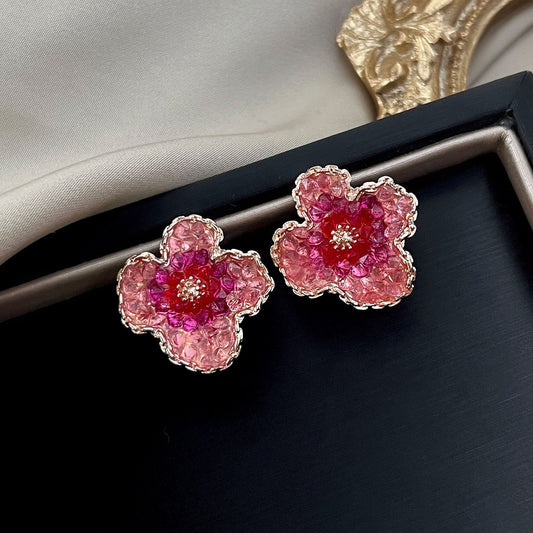 Women's Crystal Flowers For Niche Design Sier Earrings