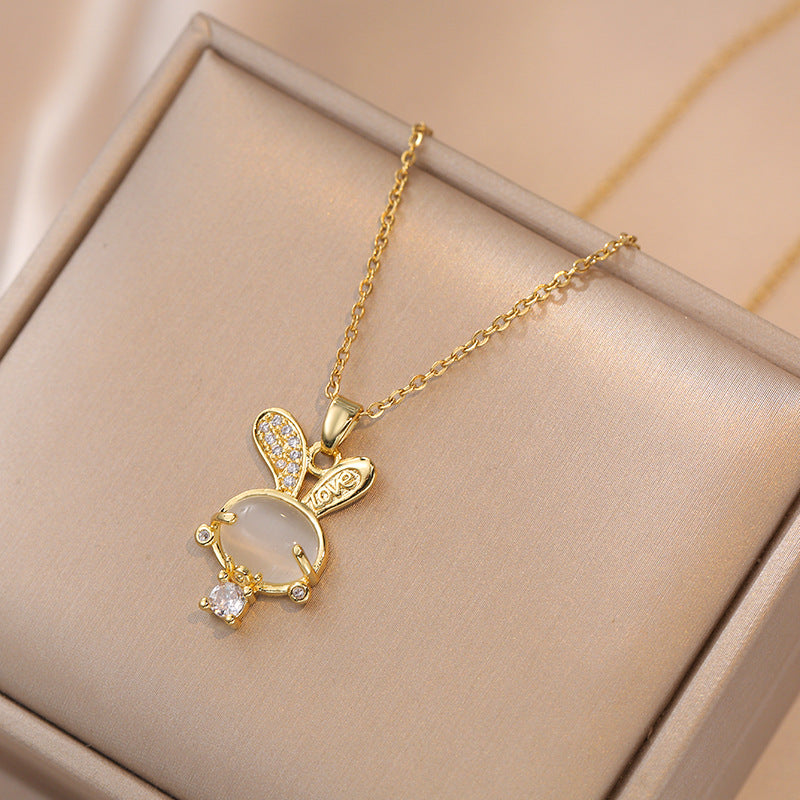 Eye Vintage Rabbit Zircon Special Interest Light Necklaces