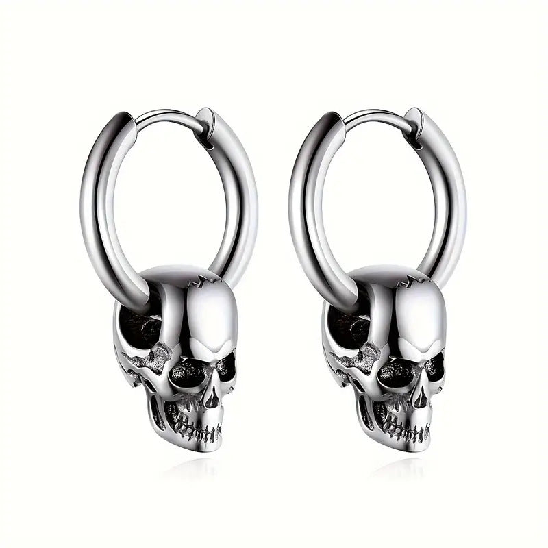 Exaggerated Personalized Zinc Alloy Skull Cold Wind Dark Hip Hop Earrings