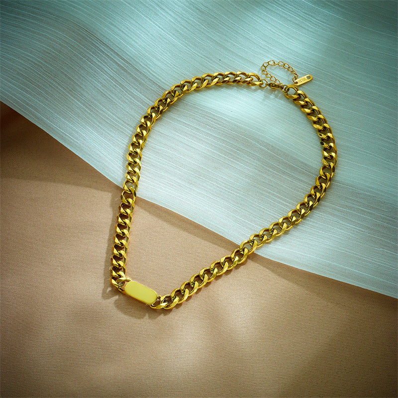 Fashion Vintage Metal Hip Hop Punk Gold-plated Titanium Steel Necklaces