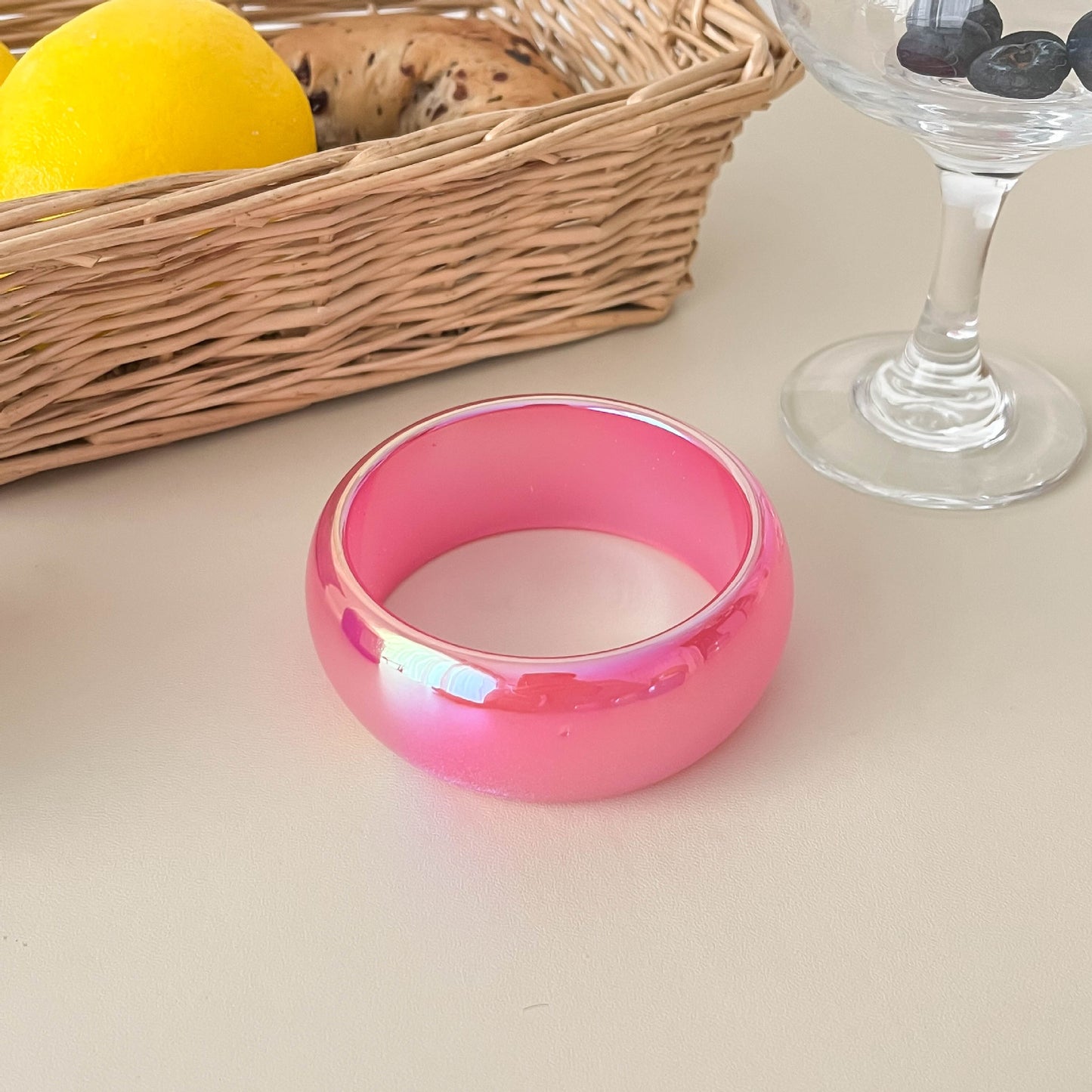 Magic Color Resin Wide Transparent Colorful Sweet Cool Style Niche Bracelet