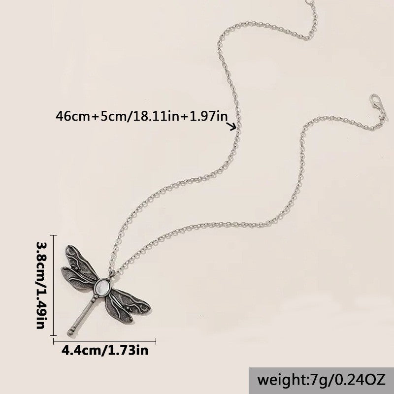 Vintage Insect Trendy Dragonfly Leather Rope Personality Necklace