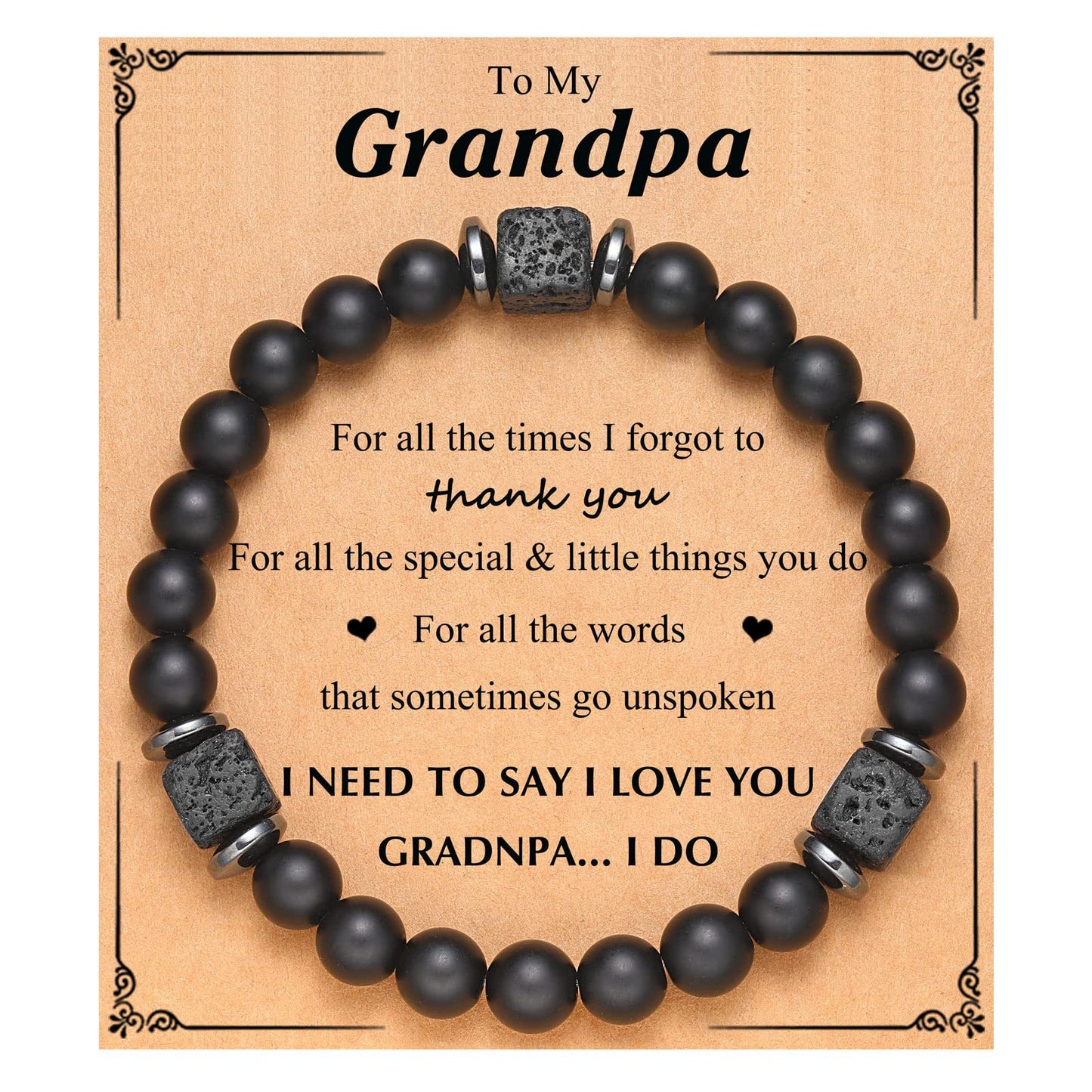 Frosted Square Volcanic Stone Father's Day Bracelets