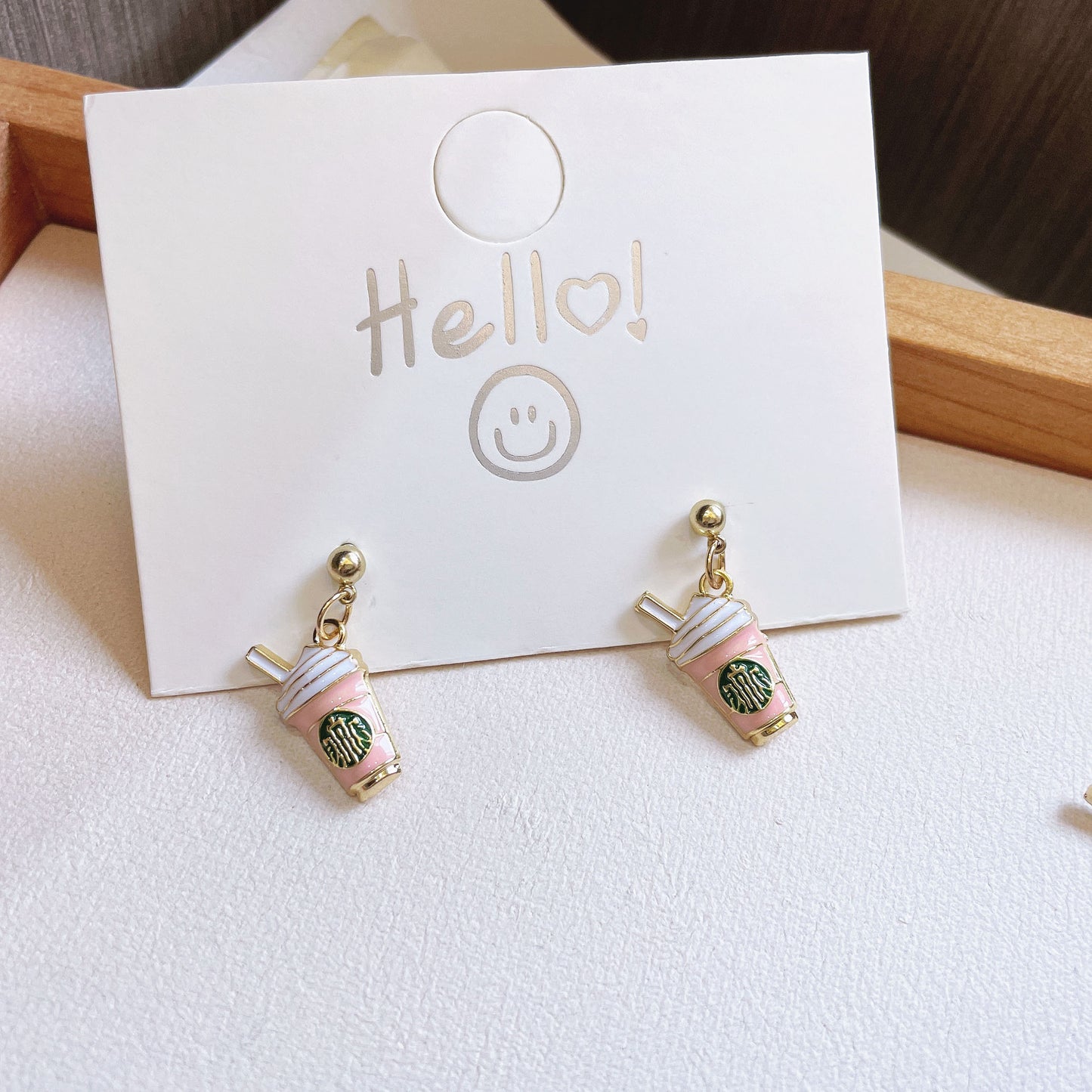 Cup Korean Style Fresh Drink Sier Earrings