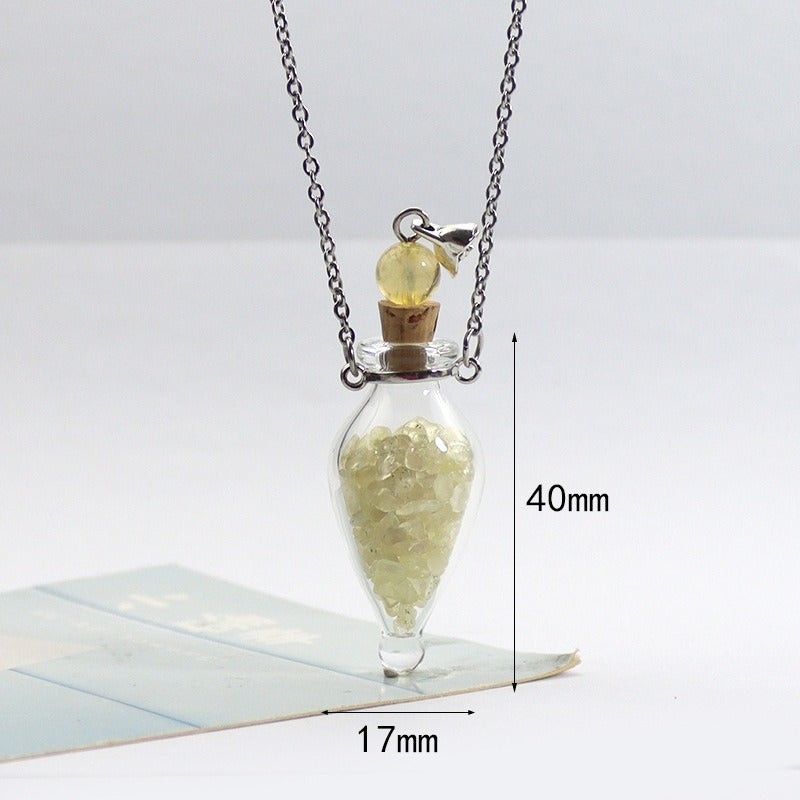 Transparent Heart-shaped Colored Glaze Perfume Essential Necklaces