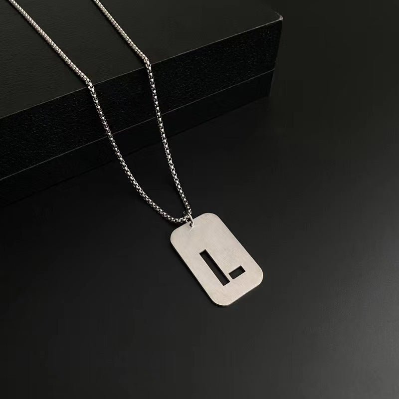 Men's Titanium Steel Female Letter Nameplate Pendant Necklaces