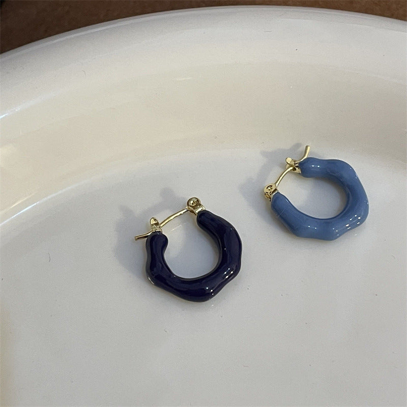 Drip Glazed Red And Blue Together Earrings