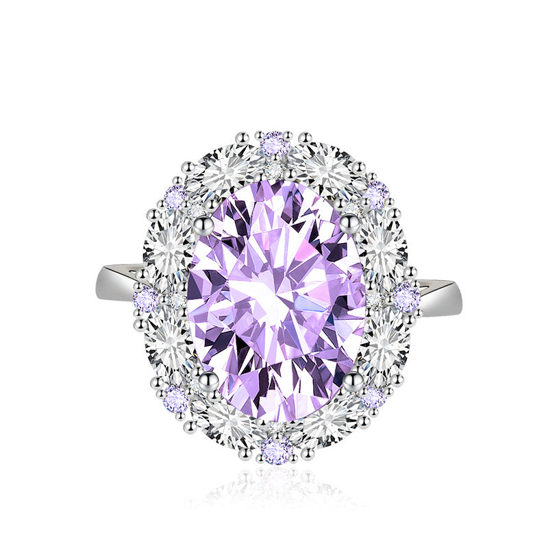 Popular Big Diamond Purple Zircon Colored Gems Jewelry Set