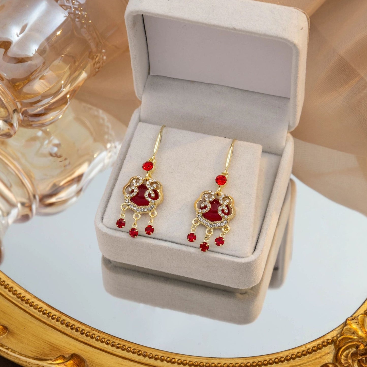 Selection Of Chinese Ancient Style Beaded Long Fringe National Hollow Earrings