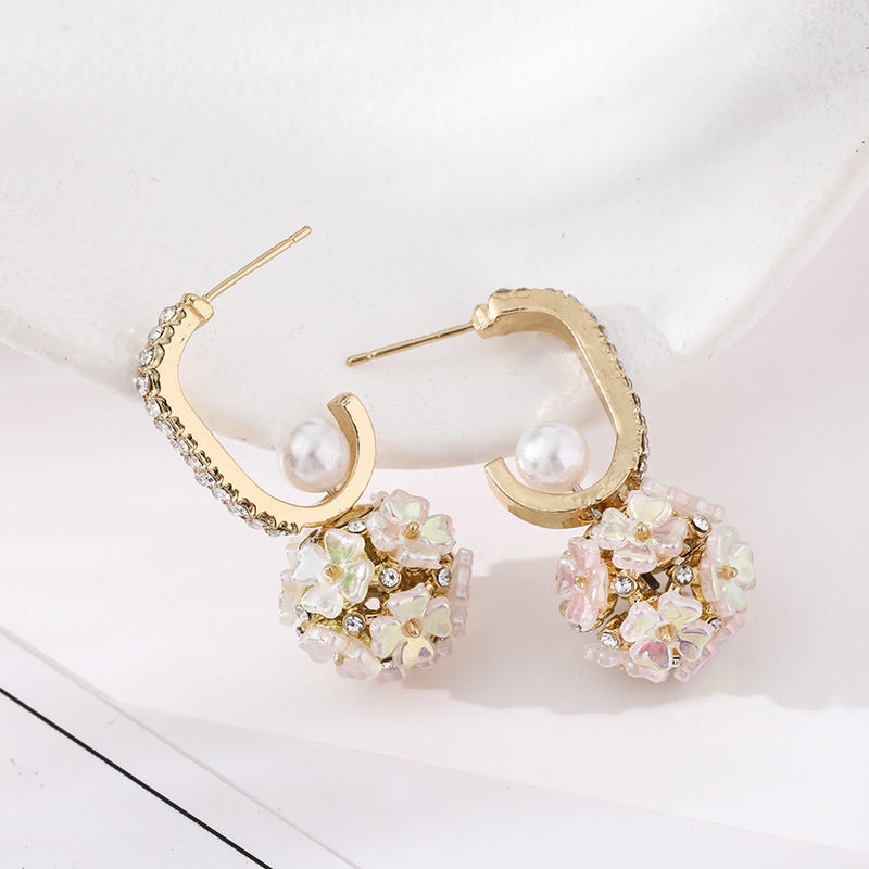 Pearl Flower Sweet Female Light Luxury Minority Fashion Earrings