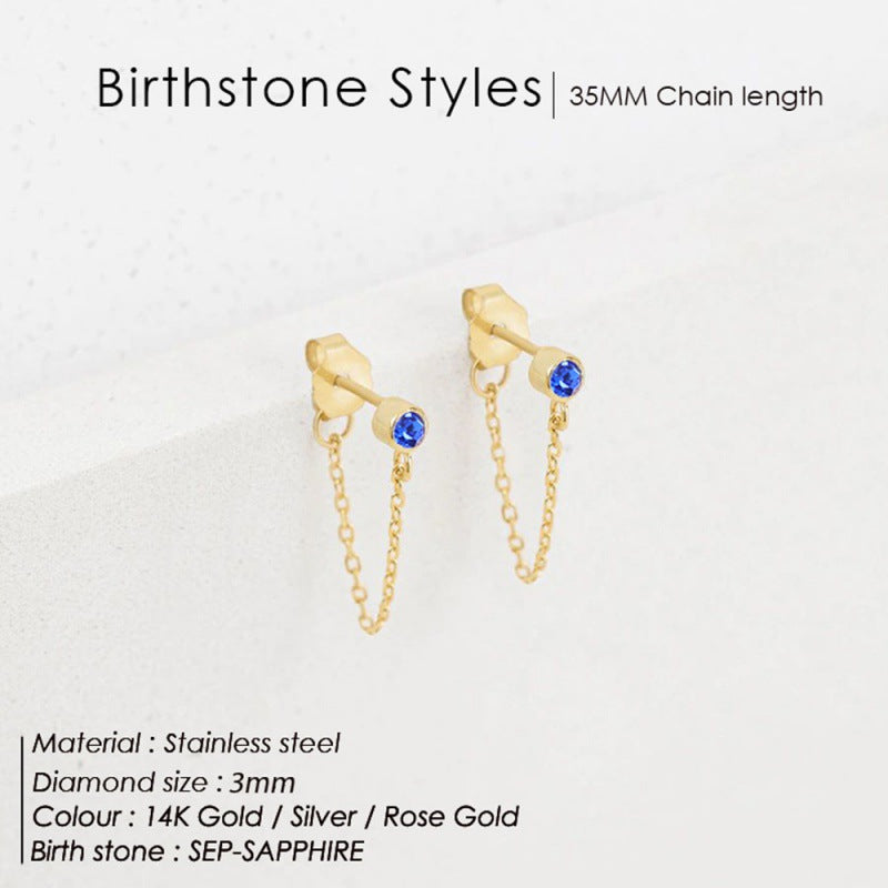December Not Stainless Steel Tassel Light Luxury Color Earrings