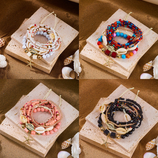 Bohemian Vacation Style Twin Bead Shell Creative Design Bracelets