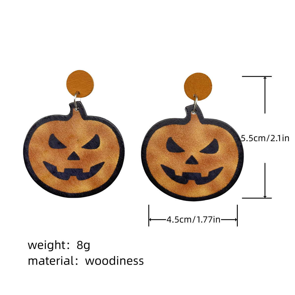 New Accessories Halloween Pumpkin Skull Wooden Earrings