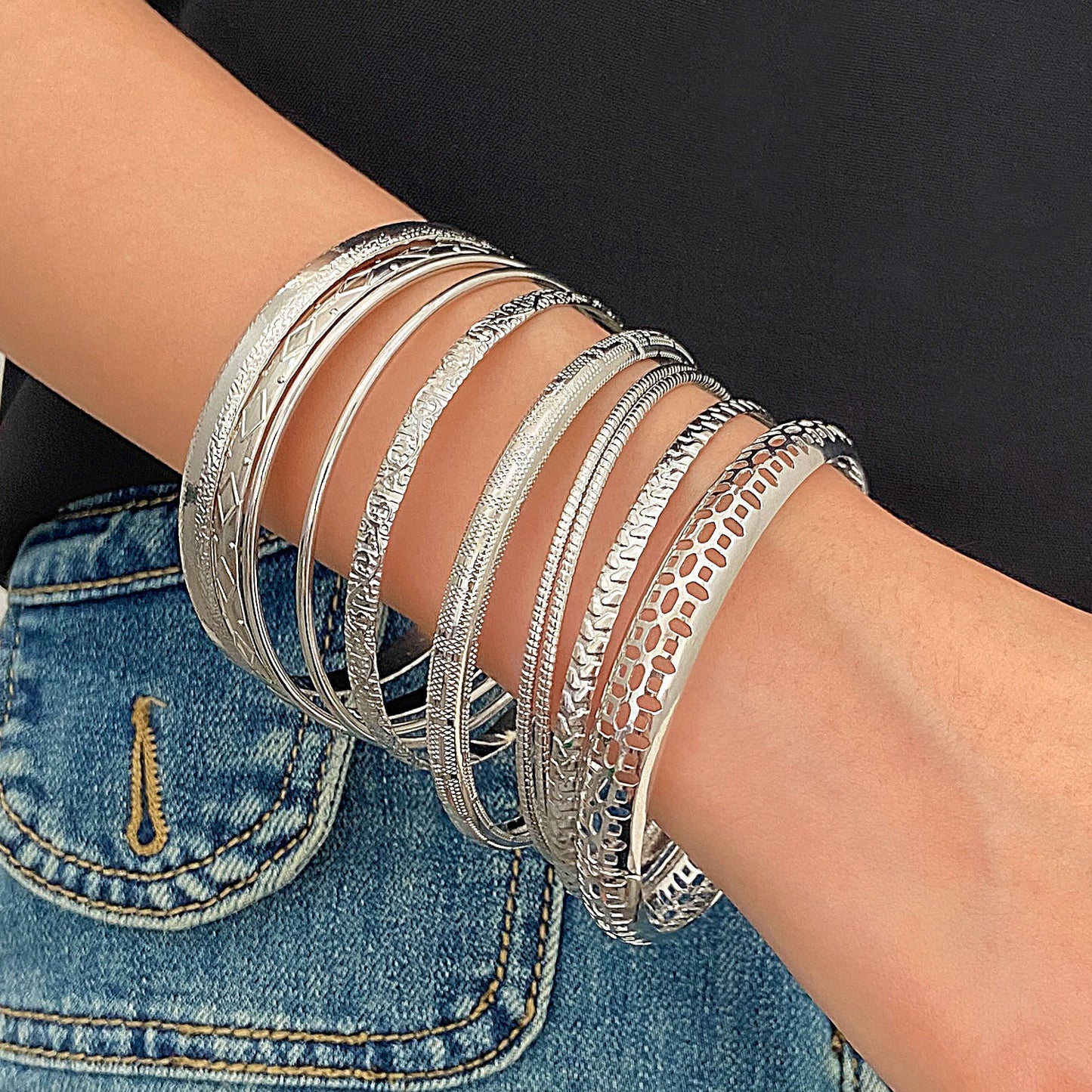 Style Alloy Vintage Wide Face Female Gold Bracelet