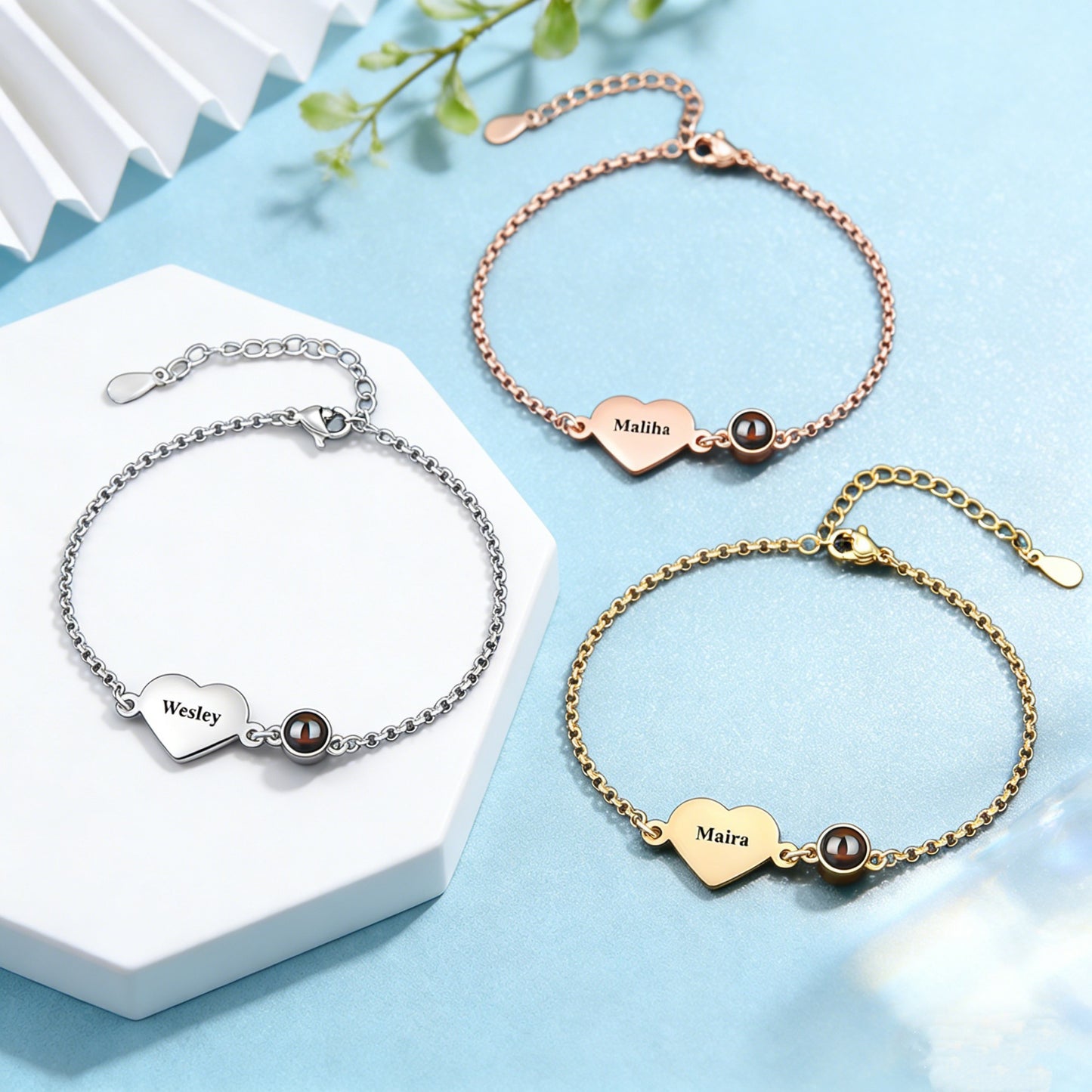 Steel Simple Fashion Love Laser Sculpture Projection Custom Bracelet