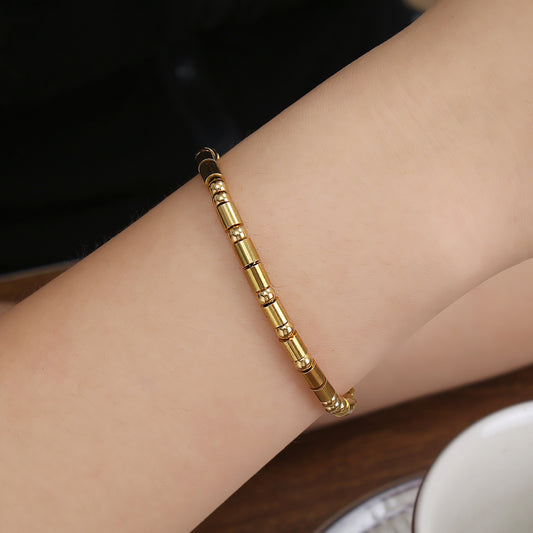 Women's Stainless Steel Gold Moss Password Letter Bracelets