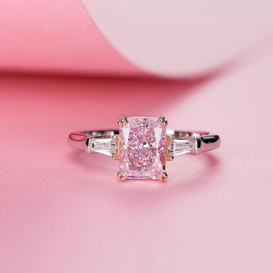 Oreiller Carré Diamant Rose Zircon Bagues Saint Valentin