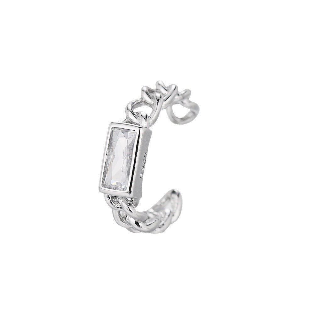 Women's Sense Personalized Version Small Square Diamond Chain Rings