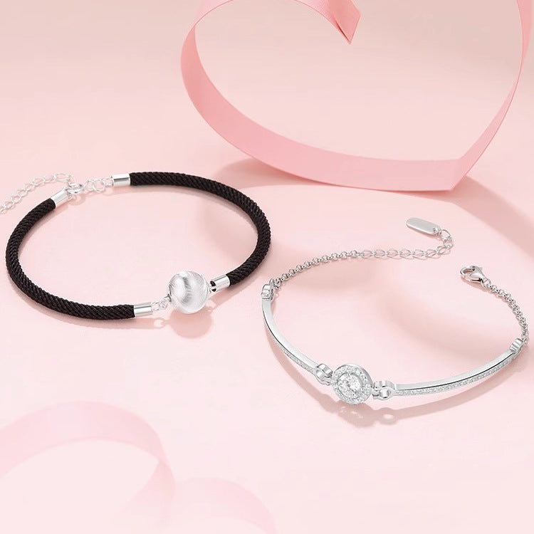Women's Sun Couple Sier-plated Light Luxury Minority Exquisite Design Chinese Valentine's Bracelet