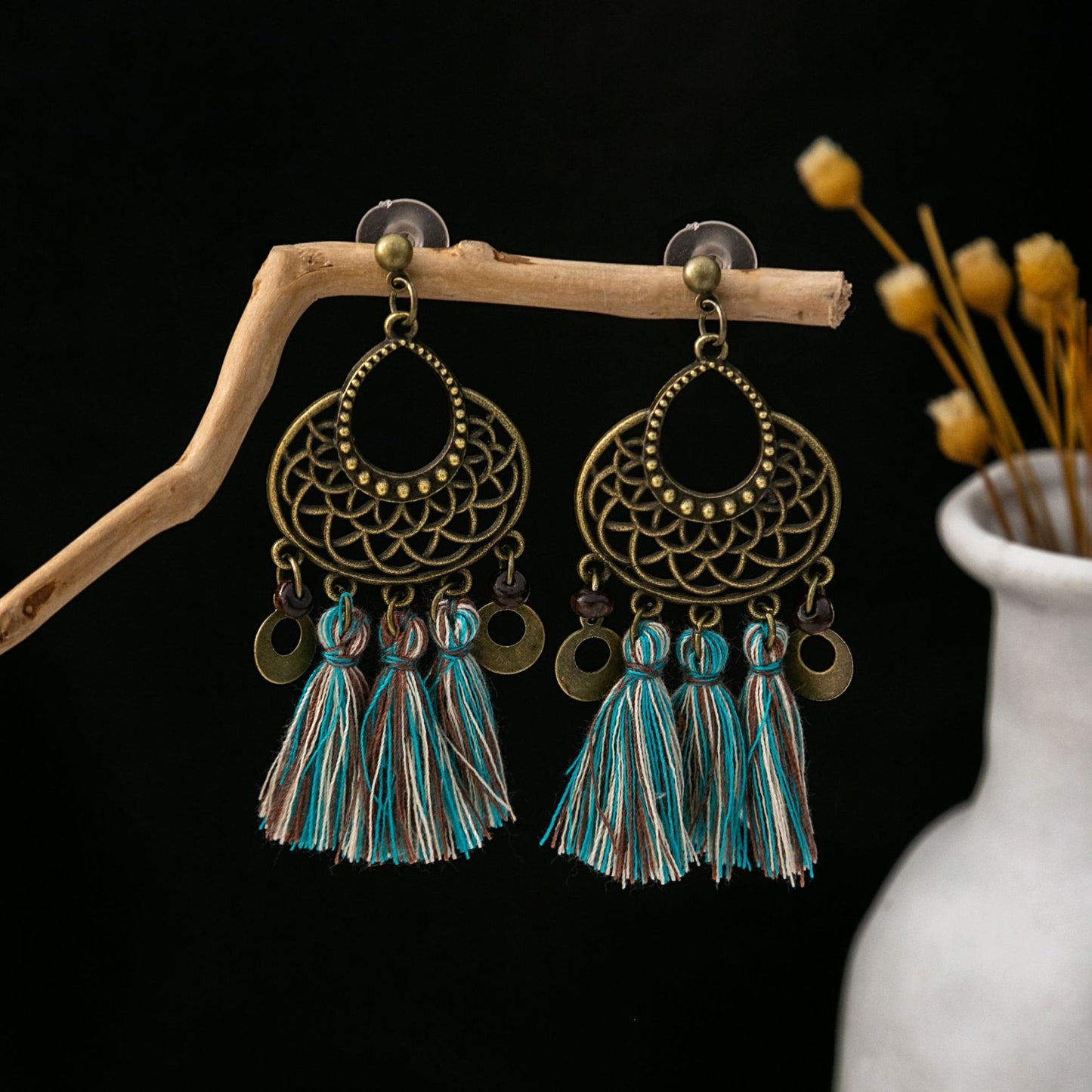 Tassel Turquoise Retro Minority Ethnic Style Earrings