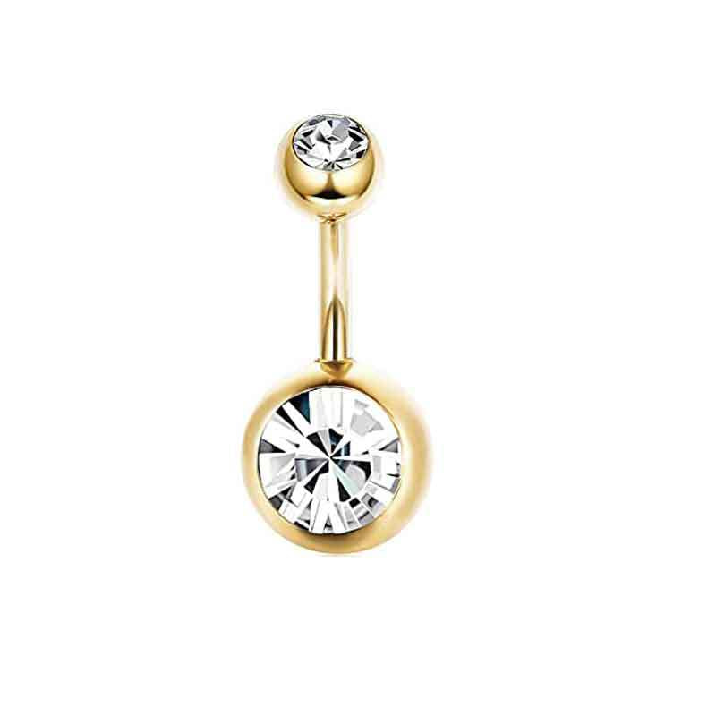 Gold Belly Rhinestone Zircon Style Navel Buckle Earrings