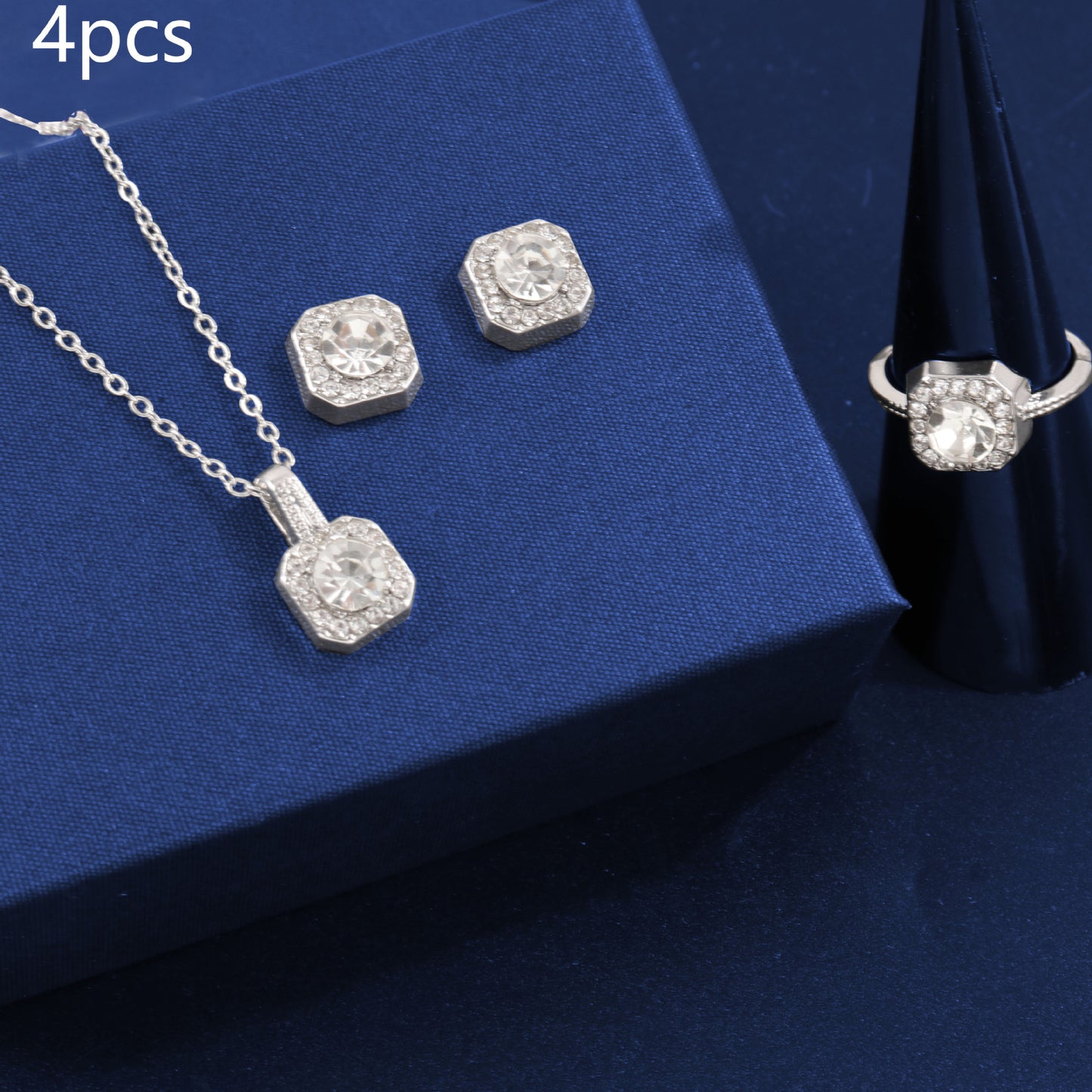 Luxury High-grade Full Rhinestone Zircon Ear Of Jewelry Set