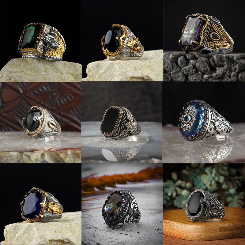 Lata Inlaid Rings Men's Open Adjustable Copper Inlaid Fine Jewelry Rings – Nutricaodiaria