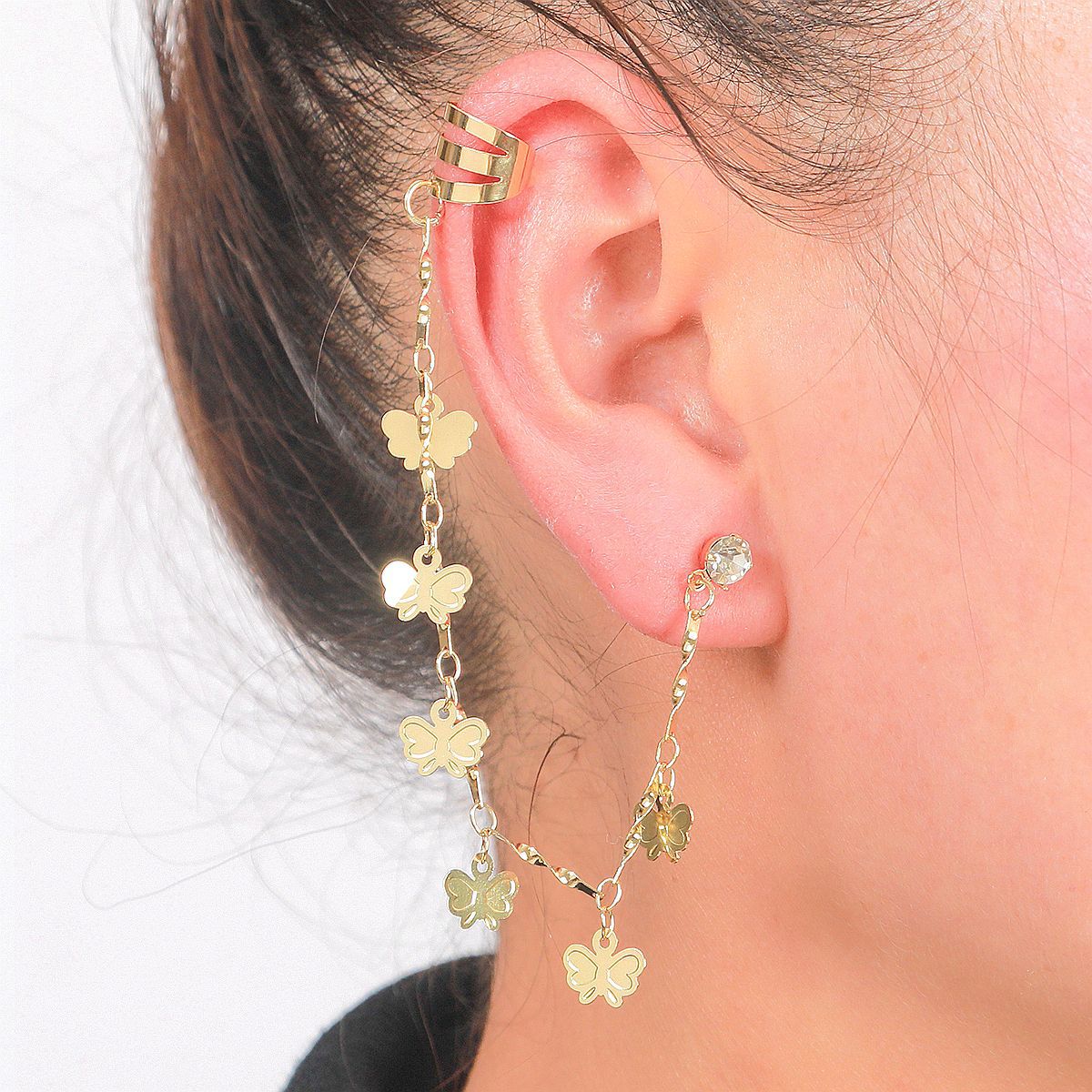 Boucles d'oreilles à clip d'oreille style mignon papillon bohème exagéré